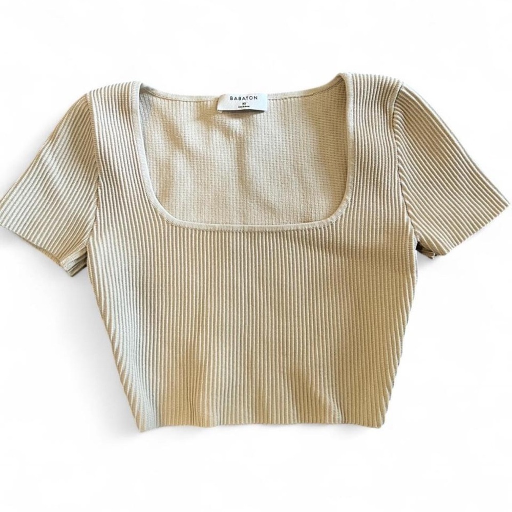 Aritzia Babaton Sculpt Knit Squareneck Cropped Top Size XS